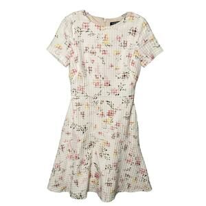 Lauren Ralph Lauren Dress Women 6 Floral Print Jacquard Short Sleeve Round Neck